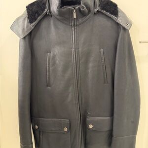 Lacoste designer line Lambskin winter jacket with hoodie.